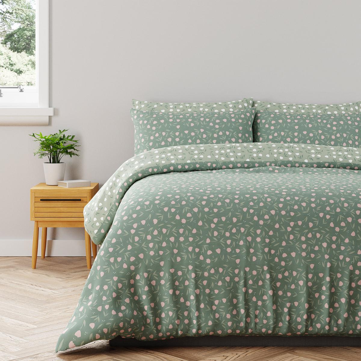 Ottilie Sage Green Spotted Reversible Duvet Cover and Pillowcase Set Sage (Green) – image 2