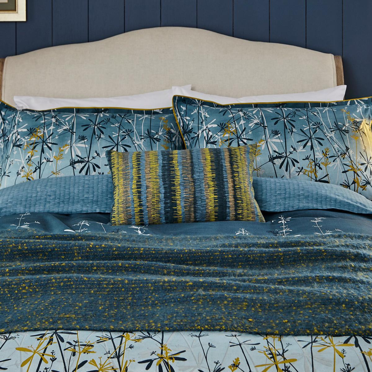 Clarissa Hulse Goosegrass Blue 100% Cotton Duvet Cover and Pillowcase Set Blue, Yellow and White – image 2