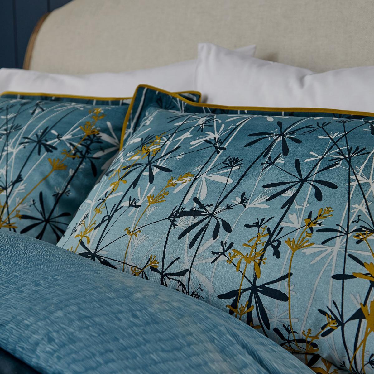 Clarissa Hulse Goosegrass Blue 100% Cotton Duvet Cover and Pillowcase Set Blue, Yellow and White – image 3