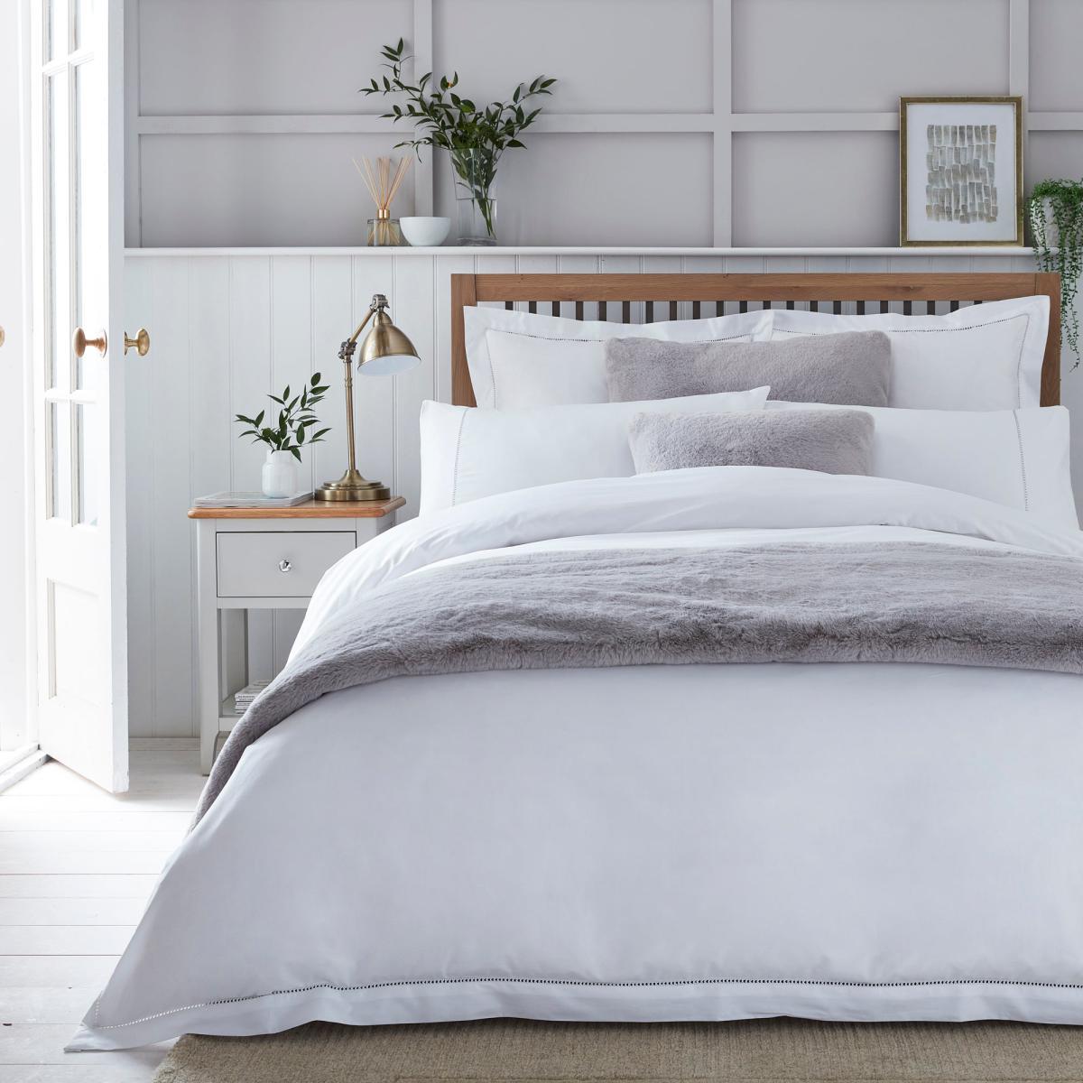 Dorma Purity Hayle 300 Thread Count Cotton Sateen Duvet Cover and Pillowcase Set White – image 2