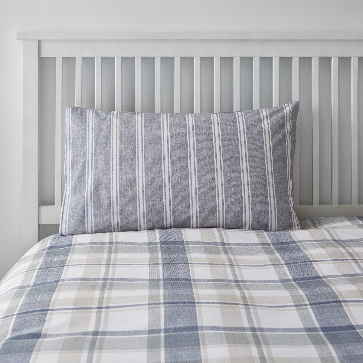 Harrison Blue Reversible Duvet Cover and Pillowcase Set Blue – image 6