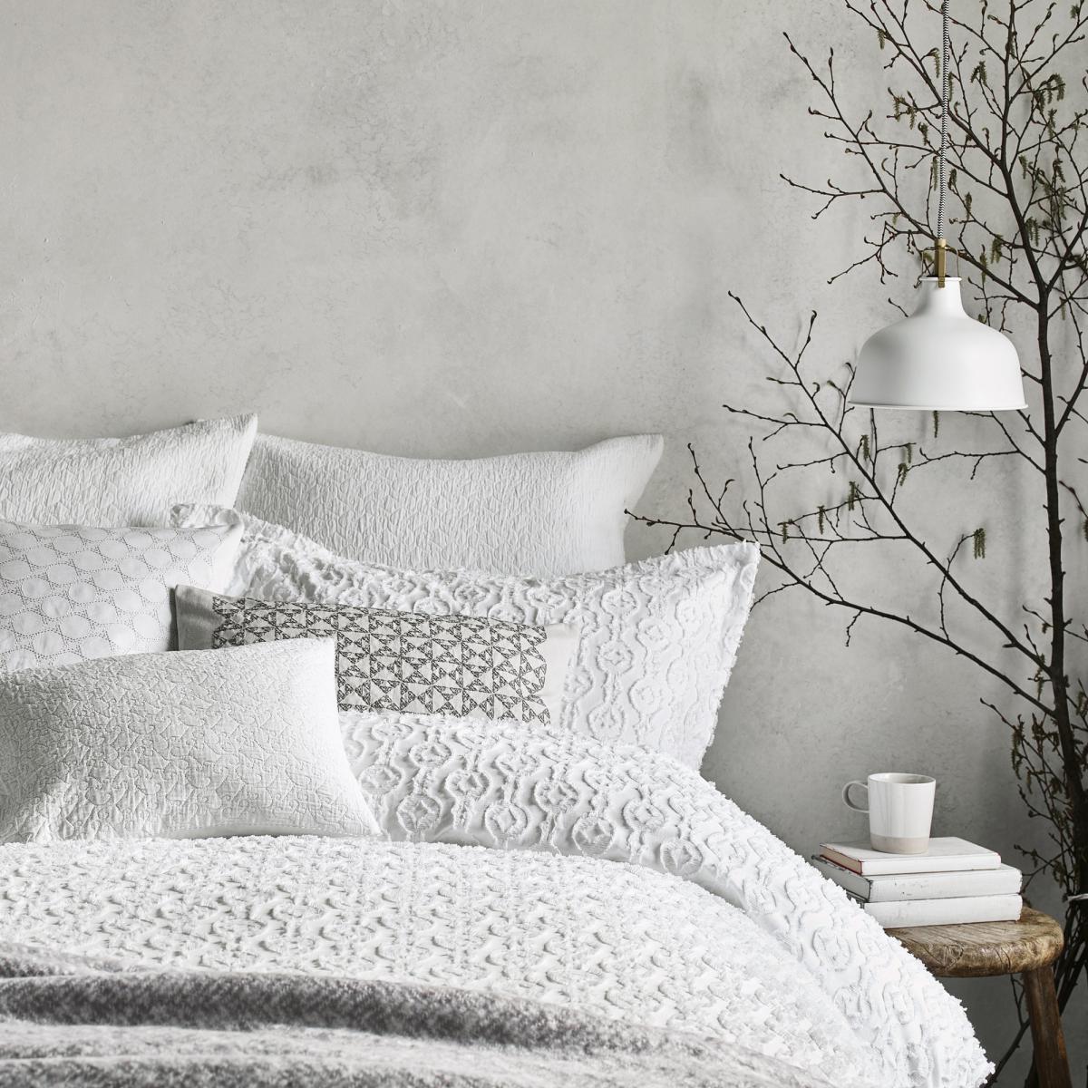 Murmur Nara Circle Jacquard White 100% Cotton Percale Duvet Cover White – image 2
