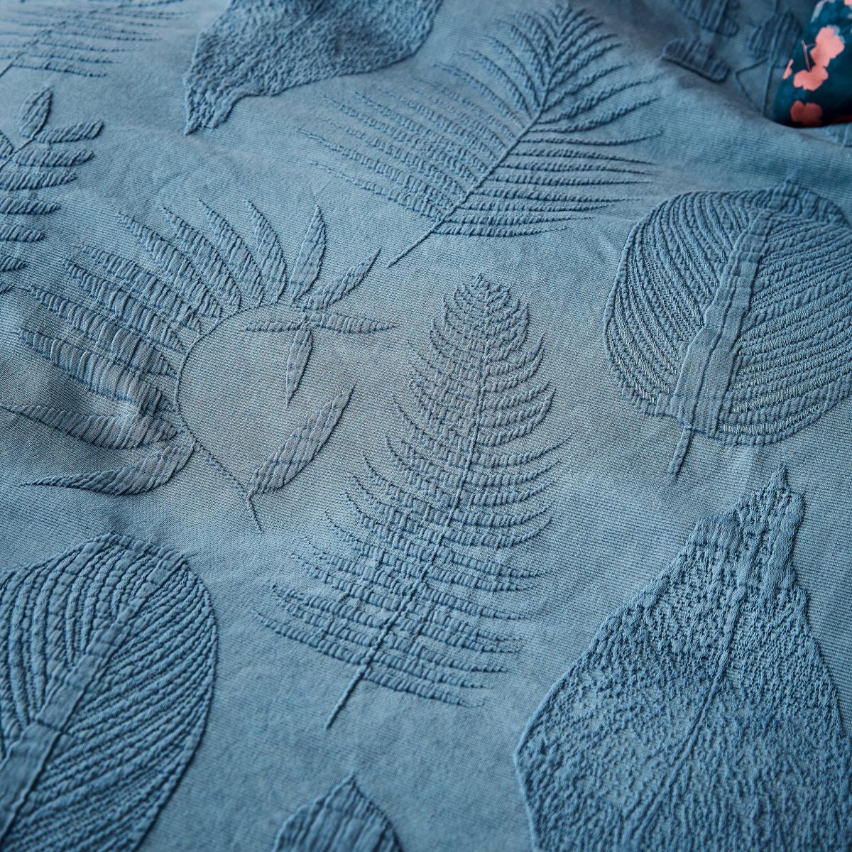 Clarissa Kimono Jacquard Smoke Blue 100% Cotton Duvet Cover Set Dark Blue – image 3