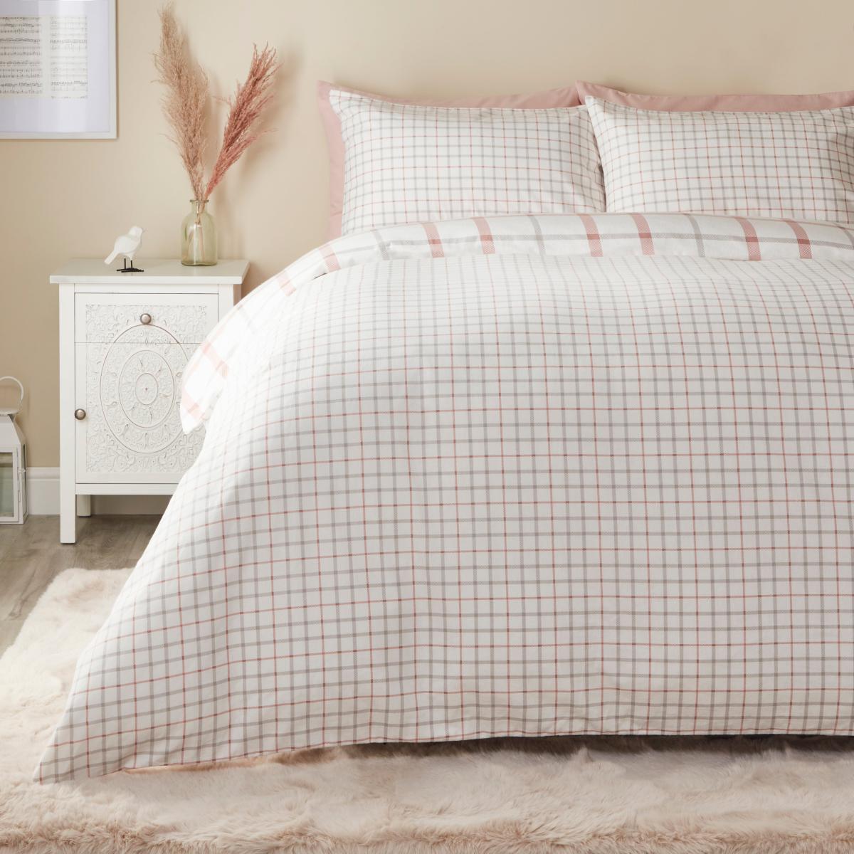 Elouise Pink Brushed Cotton Duvet Cover and Pillowcase Set Pink – image 2