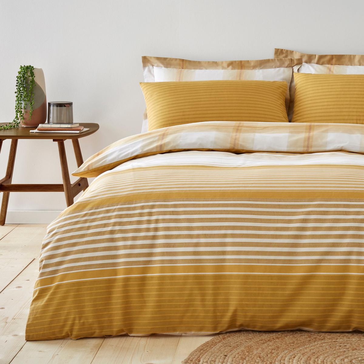 Colby Ochre Reversible Duvet Cover and Pillowcase Set Ochre (Yellow) – image 2