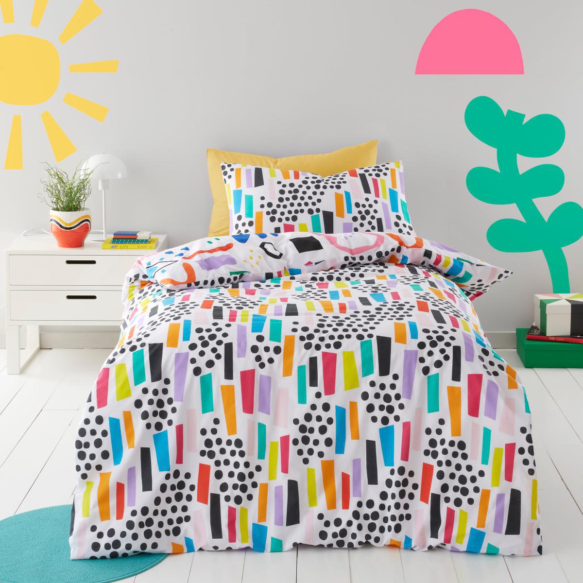 Elements Abstract 100% Cotton Duvet Cover and Pillowcase Set MultiColoured – image 2