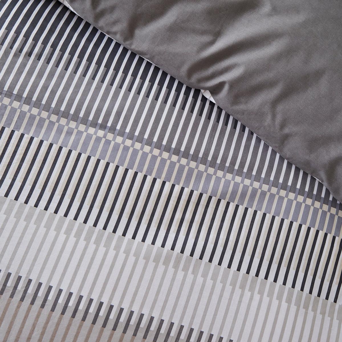 Elements Otis Grey Striped 100% Cotton Reversible Duvet Cover and Pillowcase Set Light Grey – image 3