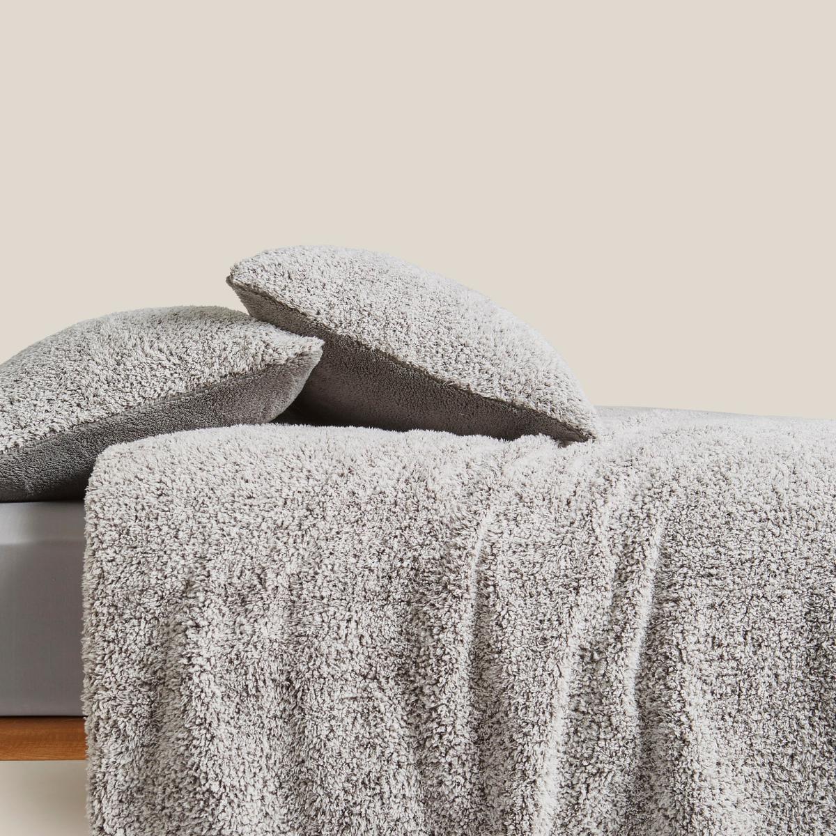 Teddy Bear Feather Soft Marl Reversible Duvet Cover and Pillowcase Set Grey – image 4