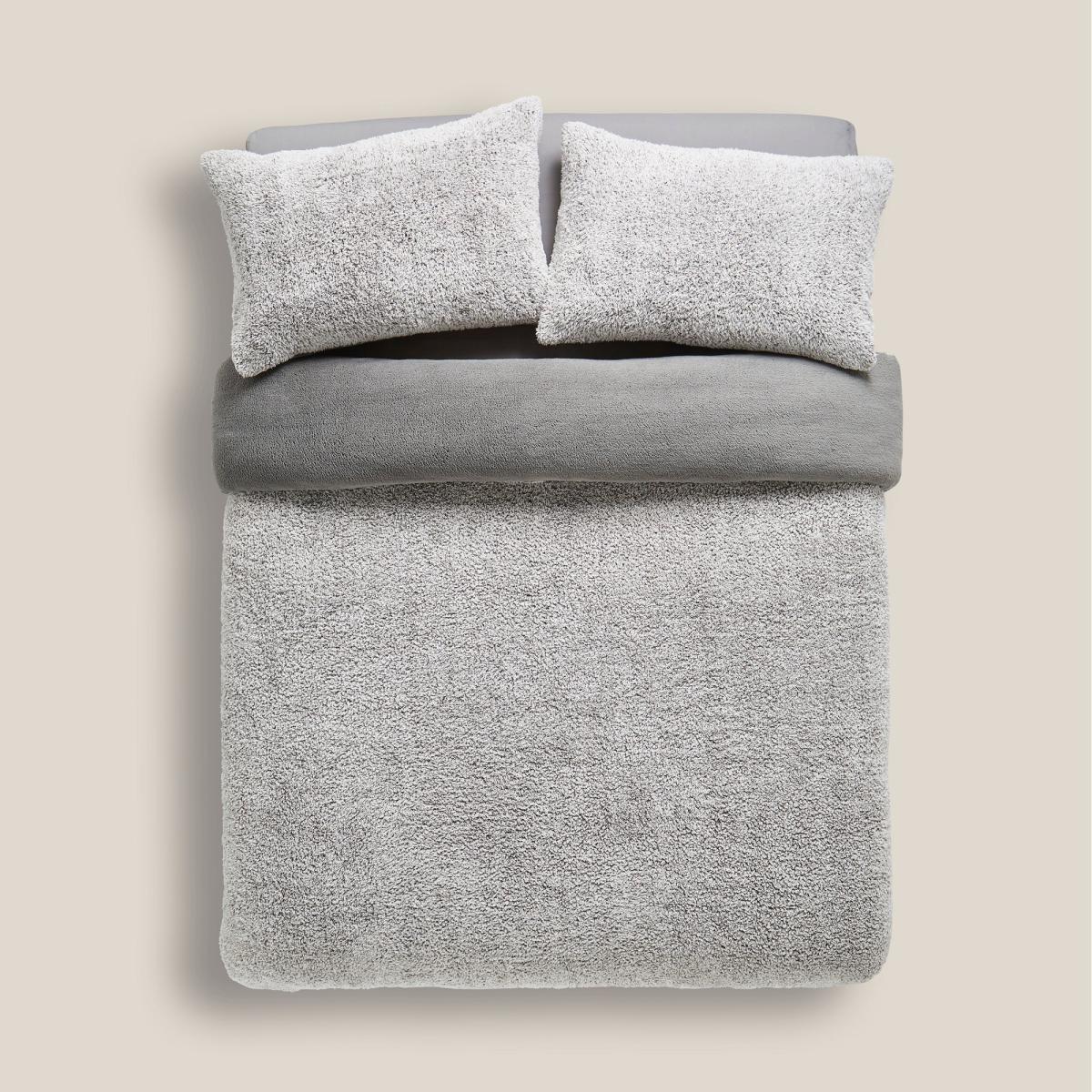 Teddy Bear Feather Soft Marl Reversible Duvet Cover and Pillowcase Set Grey – image 5