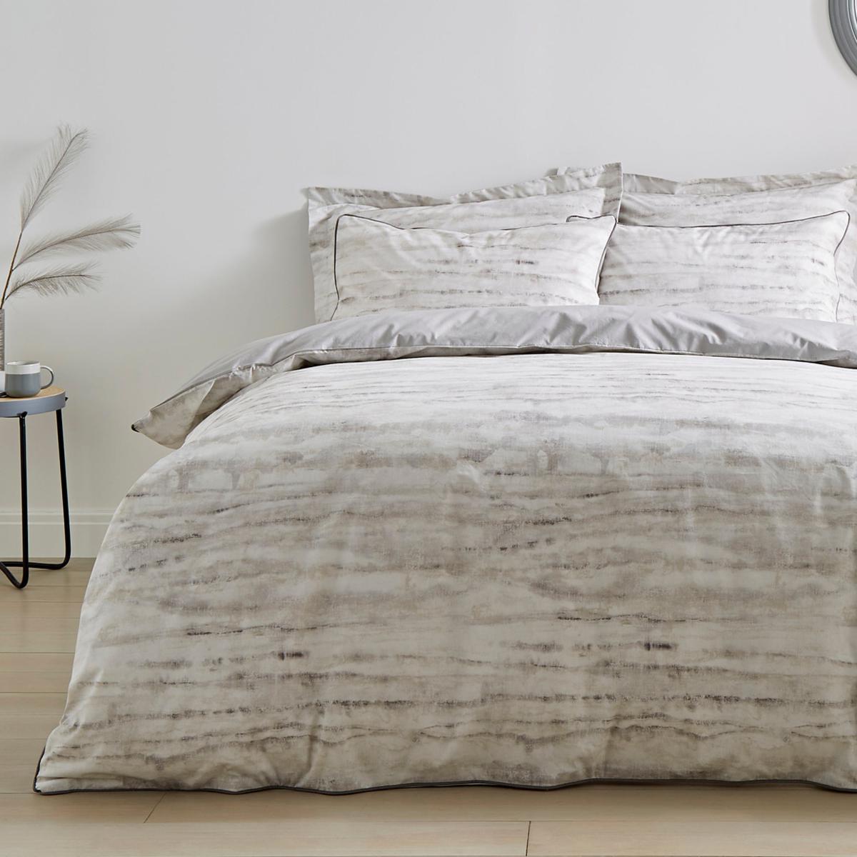 Croft Tie Dye Grey 100% Cotton Duvet Cover and Pillowcase Set Light Grey – image 2
