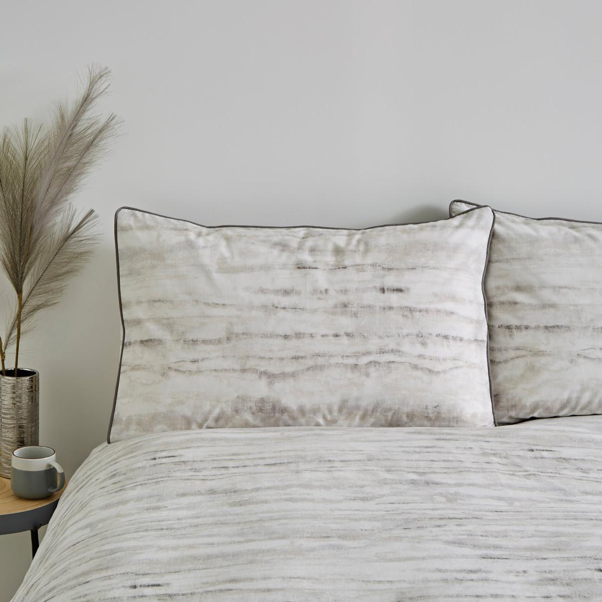 Croft Tie Dye Grey 100% Cotton Duvet Cover and Pillowcase Set Light Grey – image 3