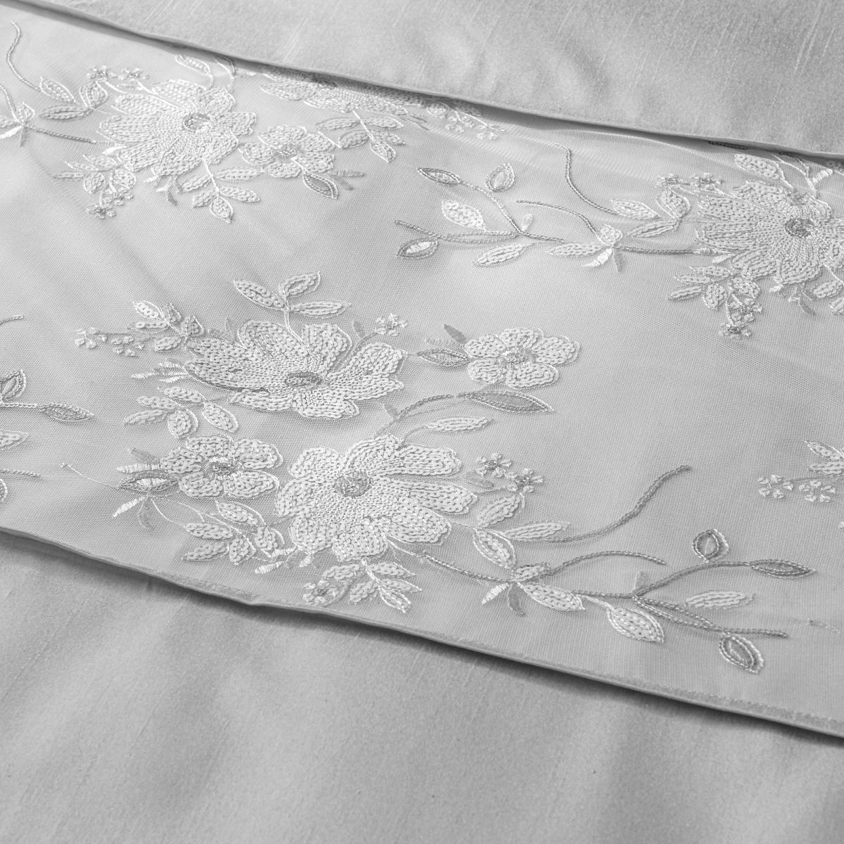 Elene Silver Floral Sequin Duvet Cover and Pillowcase Set Silver – image 5