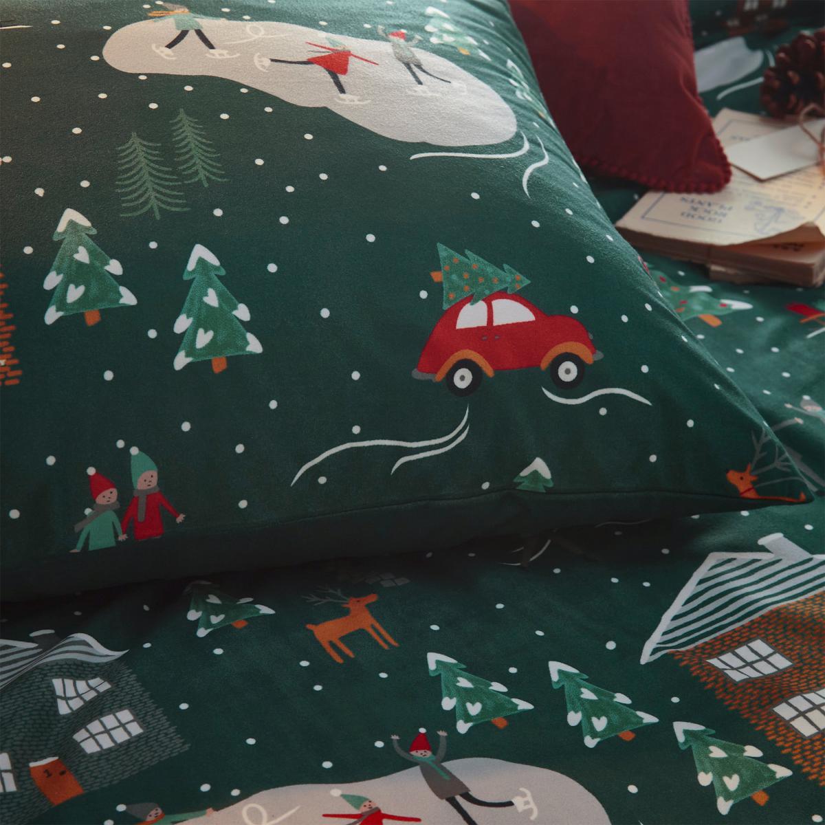 Furn. Winter Pines Pine Green Duvet Cover and Pillowcase Set Alpine (Green) – image 3