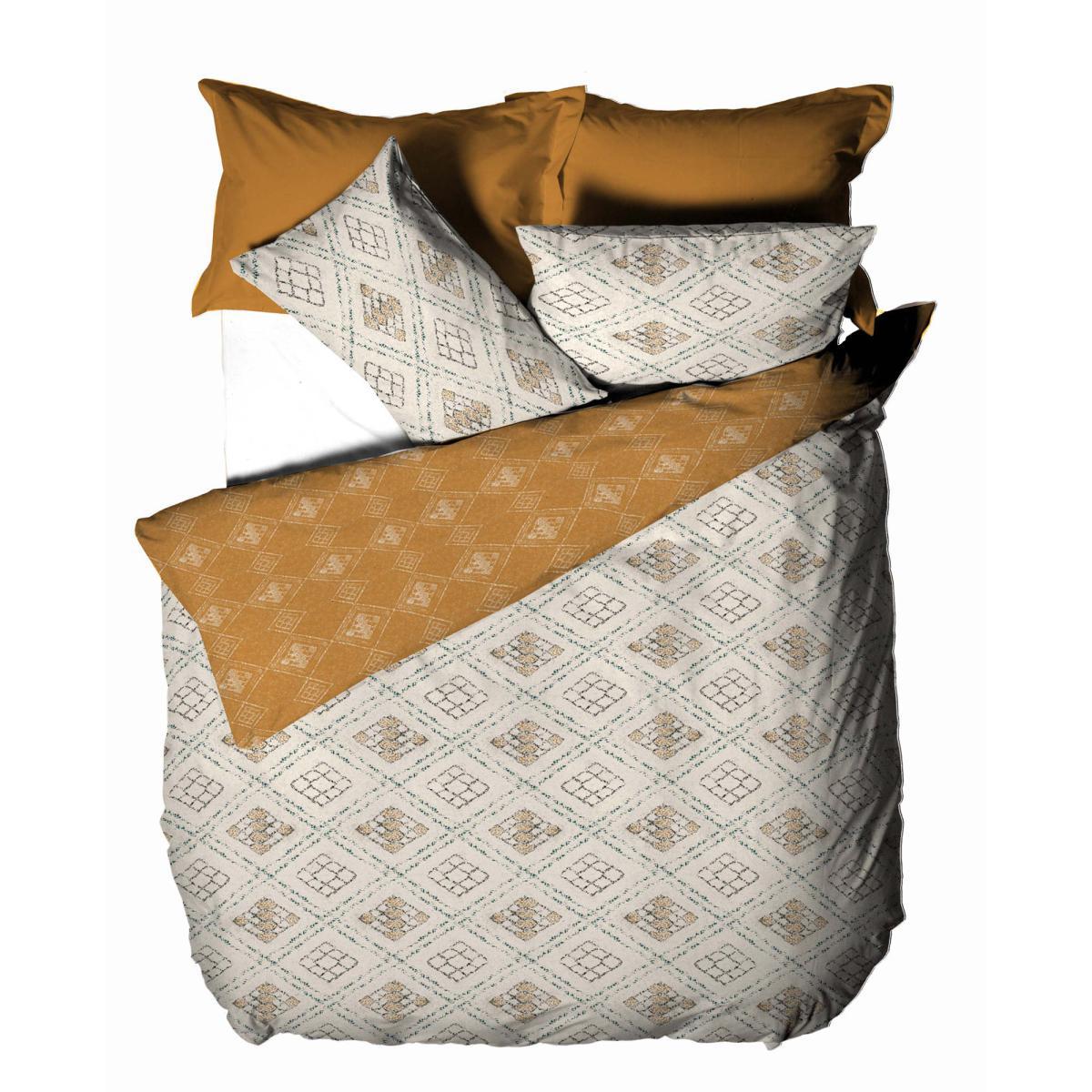 Furn. Riva Atlas Ochre 100% Brushed Cotton Duvet Cover and Pillowcase Set Yellow, Green and White – image 4