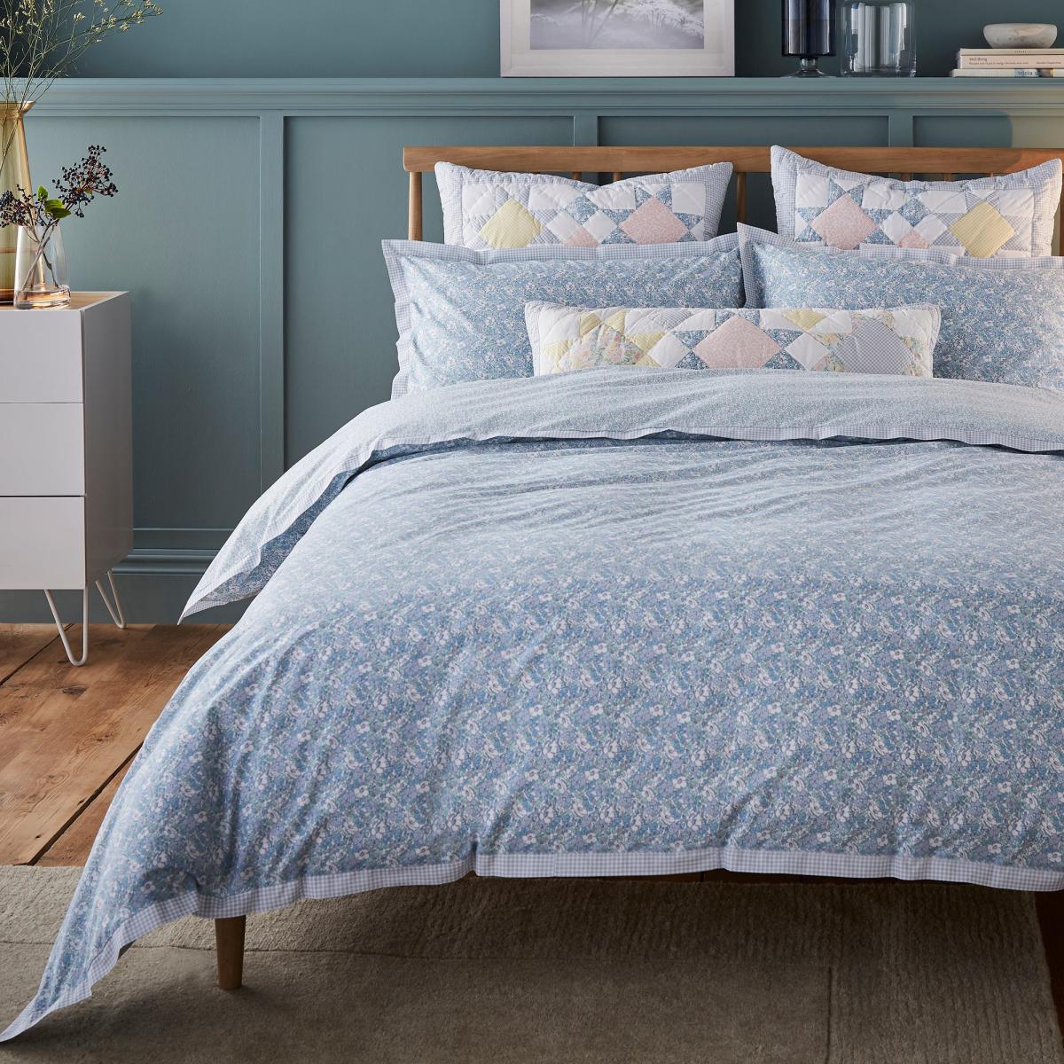 Dorma Decades Nancy Rose Duvet Cover and Pillowcase Set Blue – image 5
