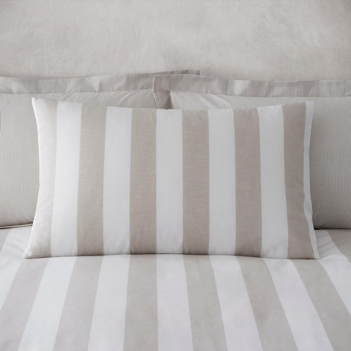 Holmes Natural Striped 100% Cotton Reversible Duvet Cover and Pillowcase Set Natural (Grey) – image 3