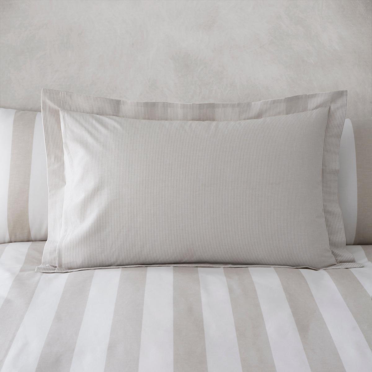 Holmes Natural Striped 100% Cotton Reversible Duvet Cover and Pillowcase Set Natural (Grey) – image 4