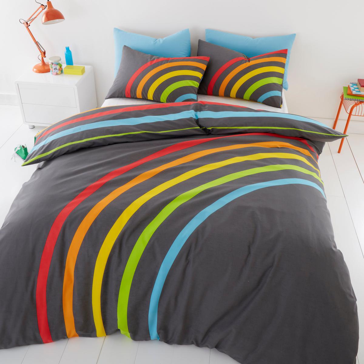 Elements Rainbow 100% Cotton Duvet Cover and Pillowcase Set Grey – image 7