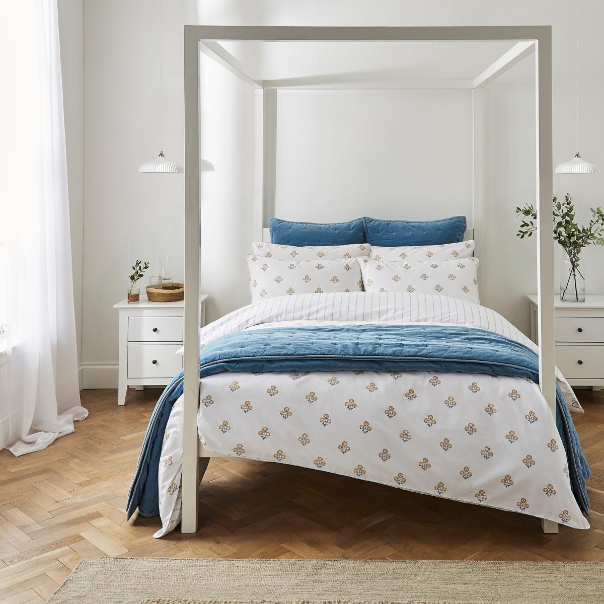 Dorma Weybourne 100% Cotton Duvet Cover and Pillowcase Set Blue – image 5