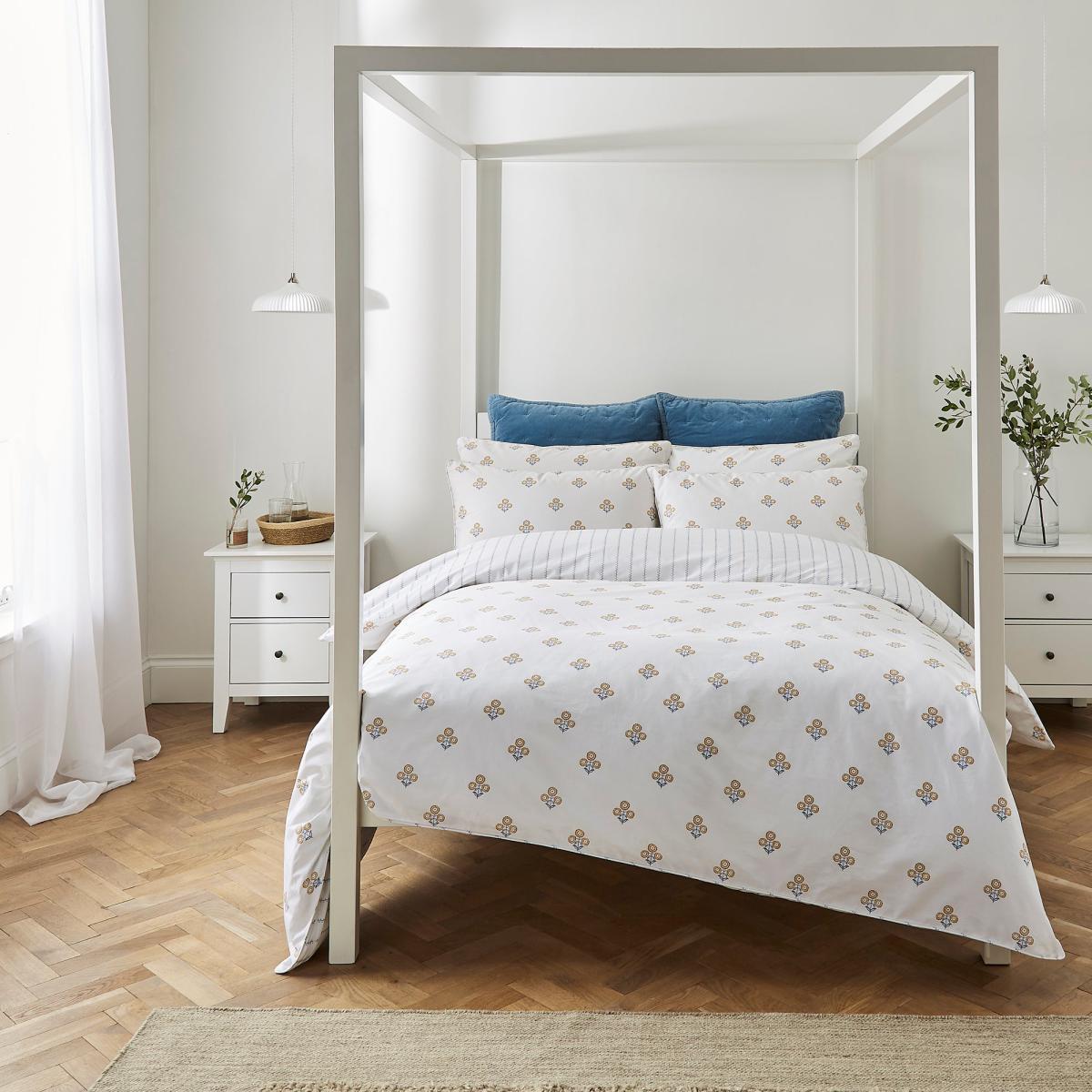 Dorma Weybourne 100% Cotton Duvet Cover and Pillowcase Set Blue – image 6
