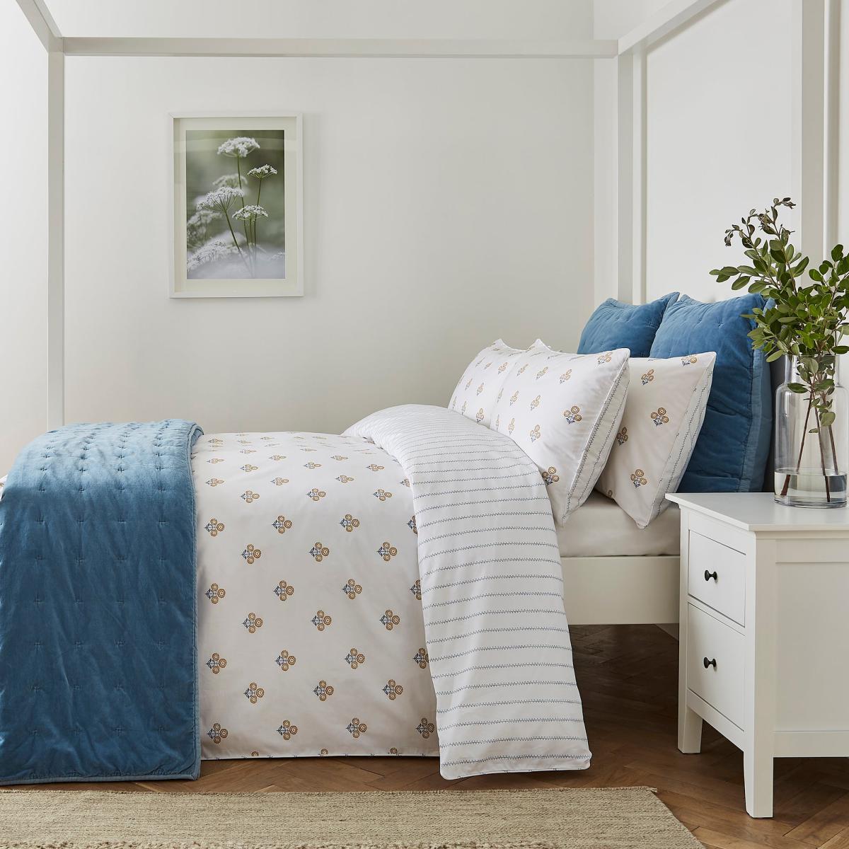 Dorma Weybourne 100% Cotton Duvet Cover and Pillowcase Set Blue – image 7