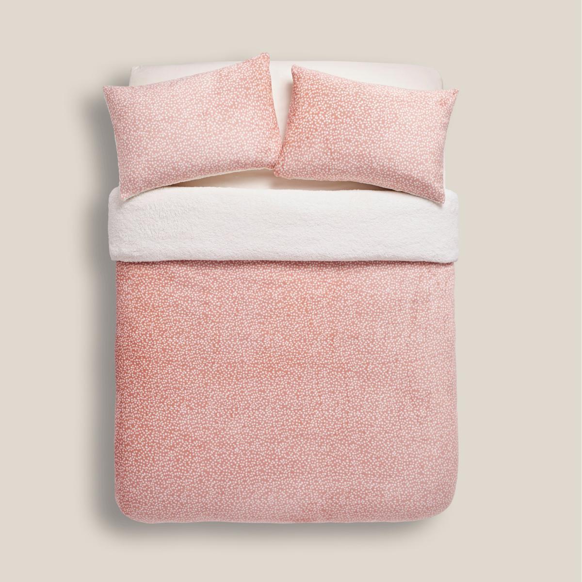 Dottie Pink Fleece Reversible Duvet Cover and Pillowcase Set Pink – image 3