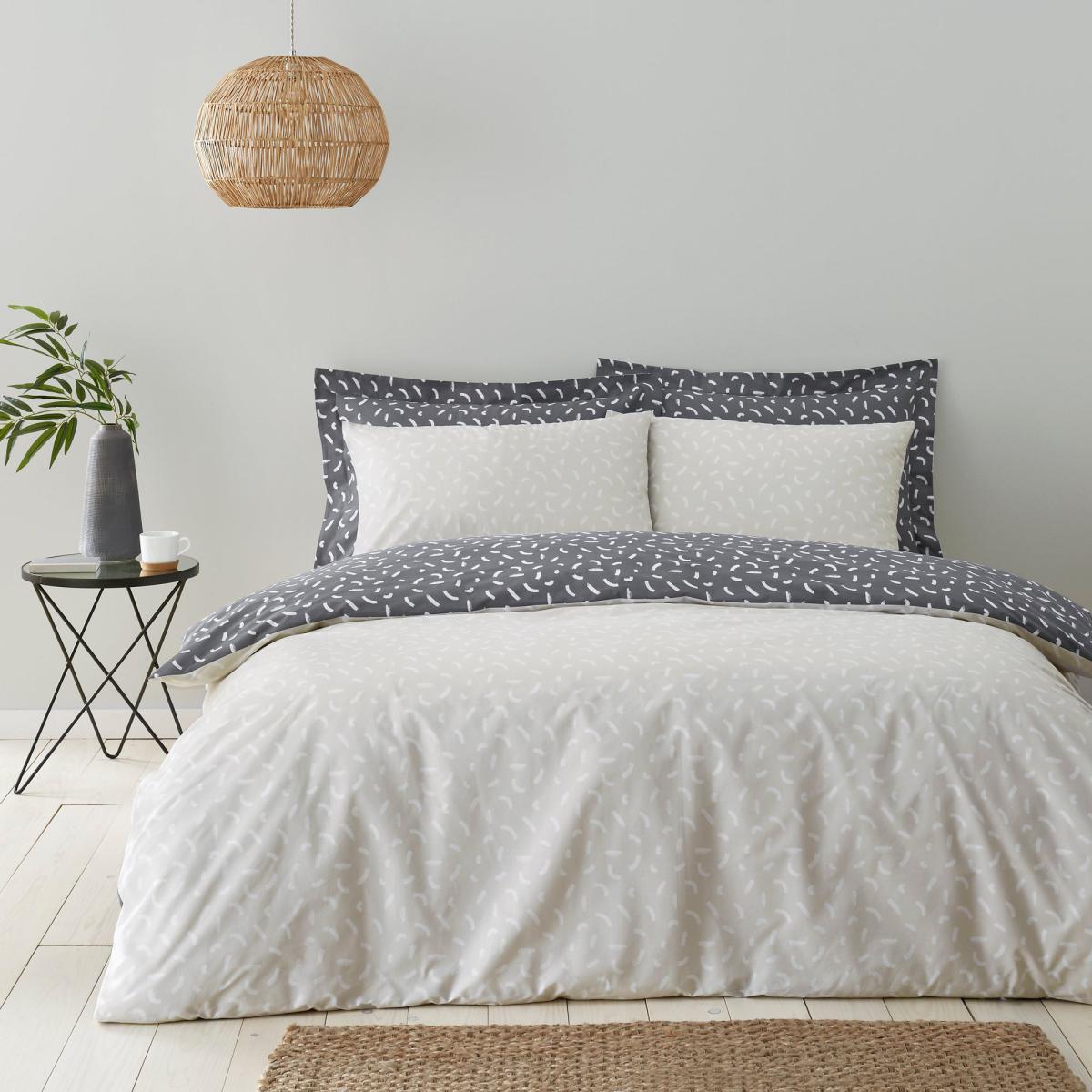 Dash Charcoal 100% Cotton Duvet Cover and Pillowcase Set Charcoal (Grey) – image 2