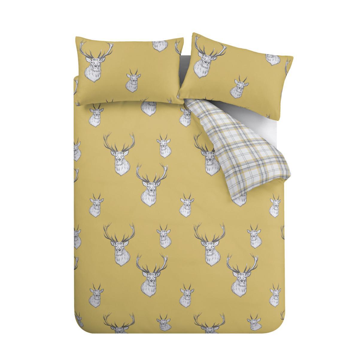 Catherine Lansfield Stag Ochre Duvet Cover and Pillowcase Set Yellow – image 2