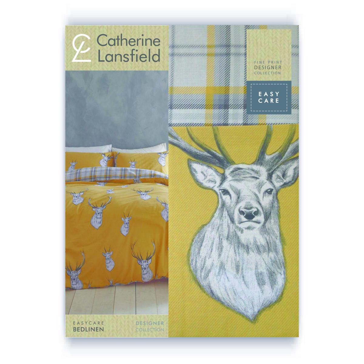 Catherine Lansfield Stag Ochre Duvet Cover and Pillowcase Set Yellow – image 3