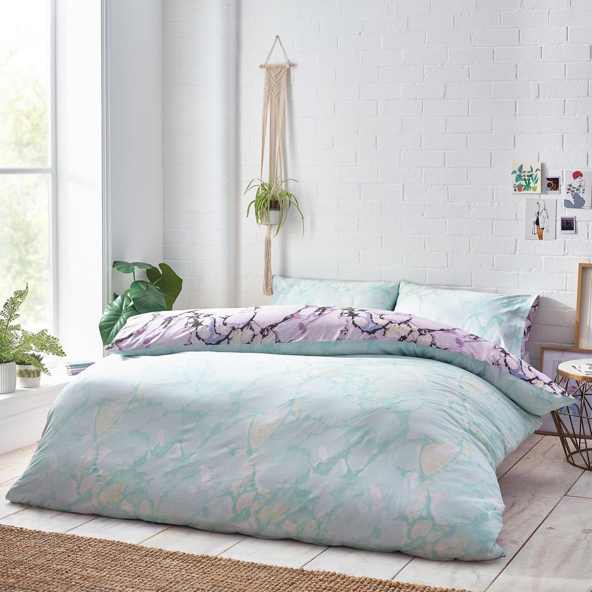 Style Lab Marble Duvet Cover and Pillowcase Set Pastel (Multi Coloured) – image 2