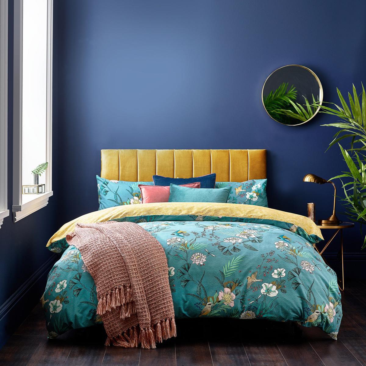 Furn. Kasumi Duvet Cover and Pillowcase Set Blue – image 1
