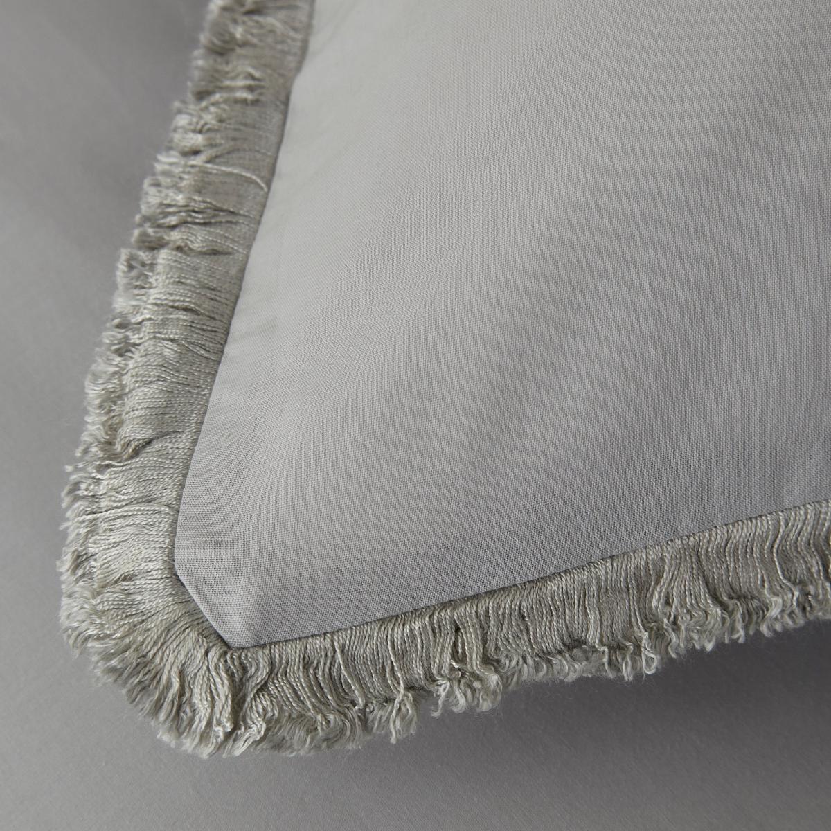 Bridget Grey Fringed 100% Cotton Duvet Cover and Pillowcase Set Grey – image 2