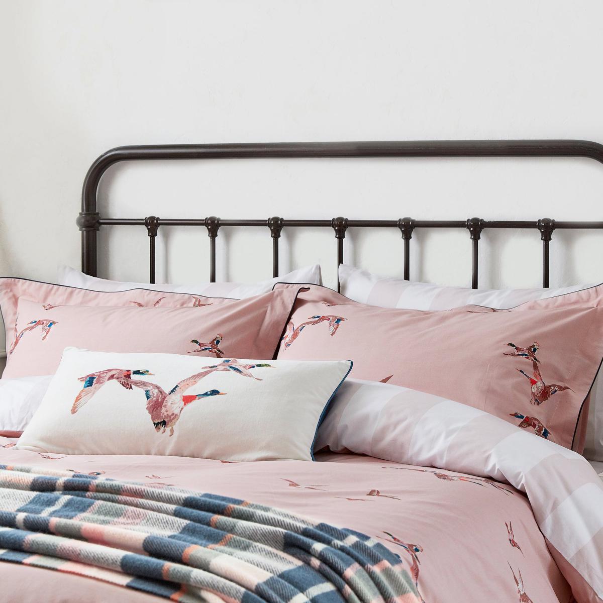 Joules Flying Mallards 100% Cotton Duvet Cover and Pillowcase Set Pink and Blue – image 2