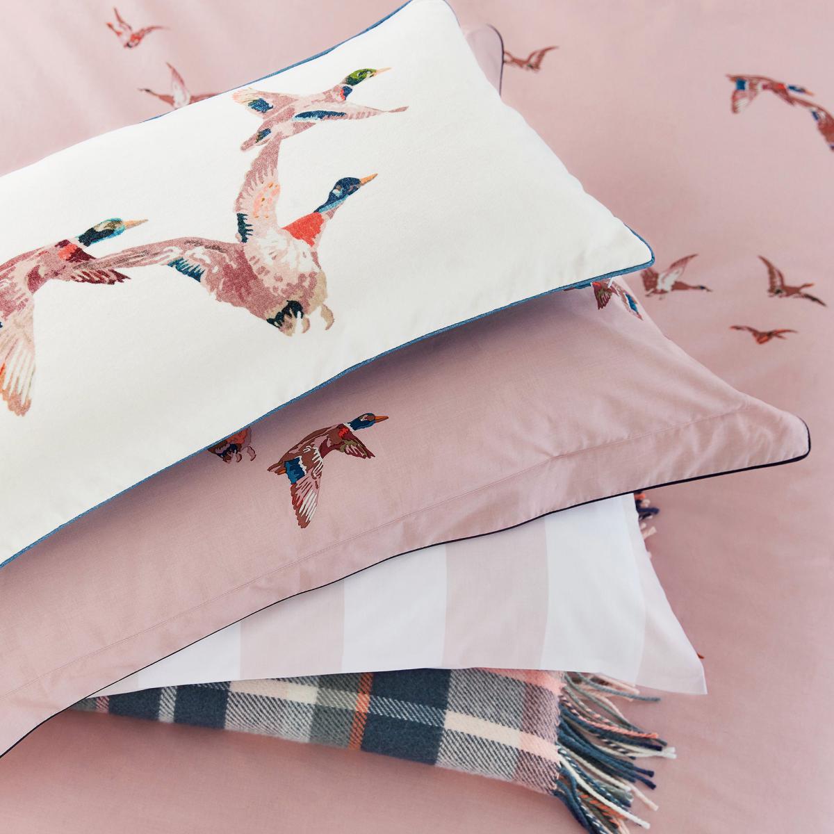 Joules Flying Mallards 100% Cotton Duvet Cover and Pillowcase Set Pink and Blue – image 4