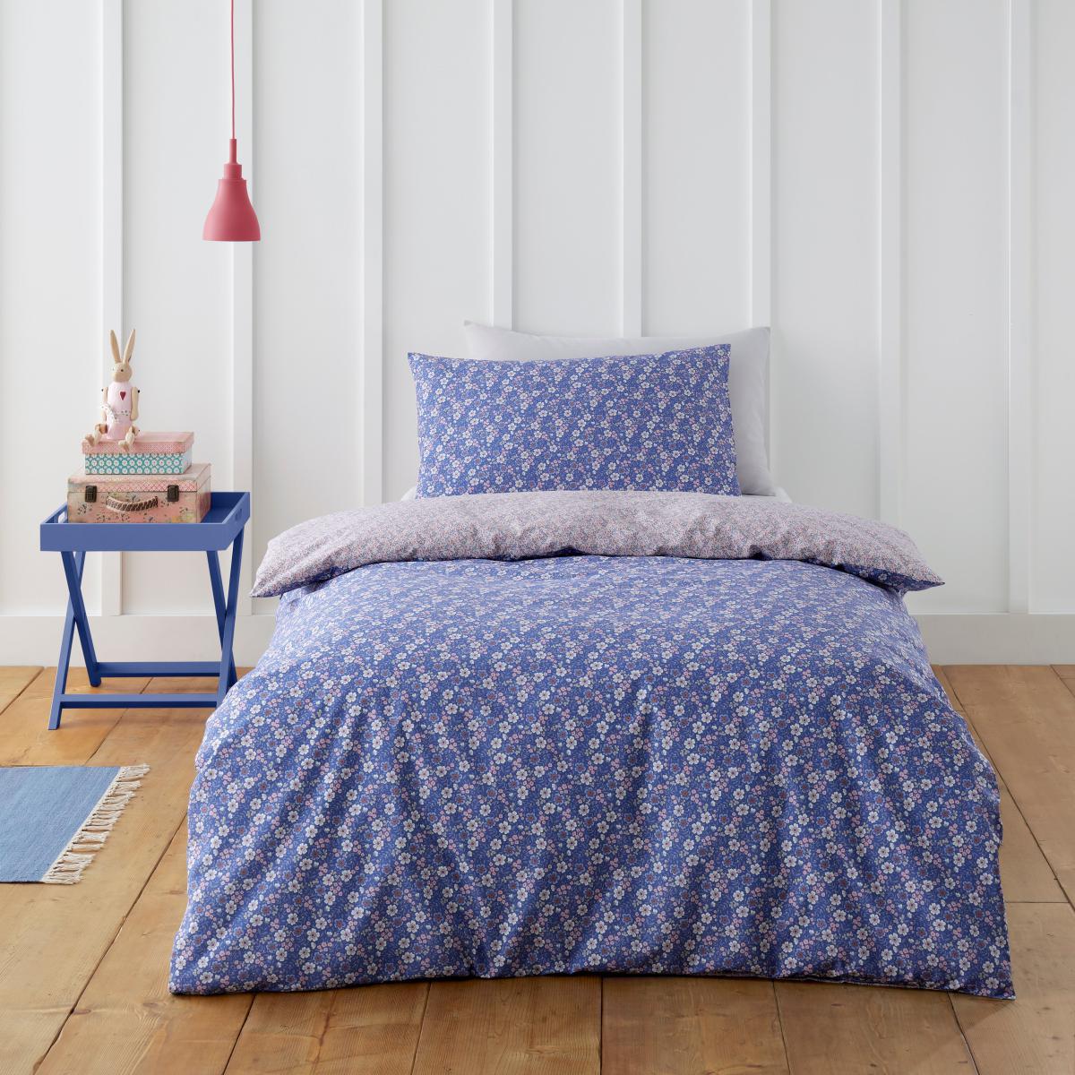 Bessie Ditsy Floral Navy 100% Cotton Reversible Duvet Cover and Pillowcase Set Navy (Blue) – image 2