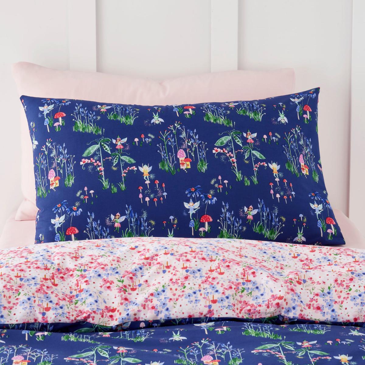 Fairies Blue and Pink 100% Cotton Reversible Duvet Cover and Pillowcase Set MultiColoured – image 3