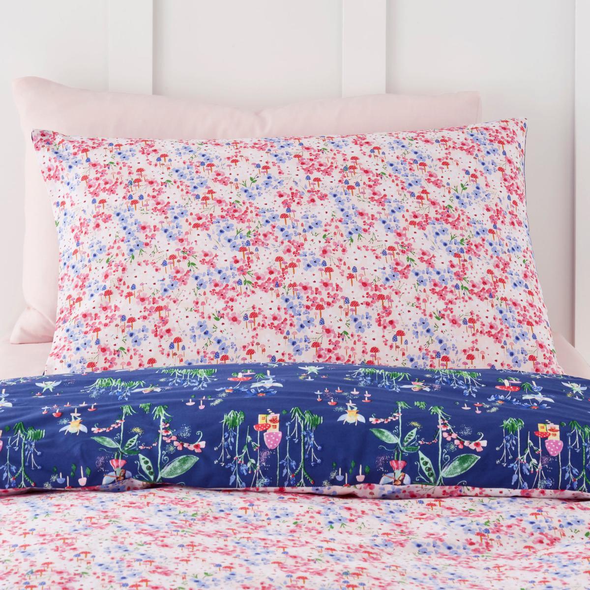 Fairies Blue and Pink 100% Cotton Reversible Duvet Cover and Pillowcase Set MultiColoured – image 4