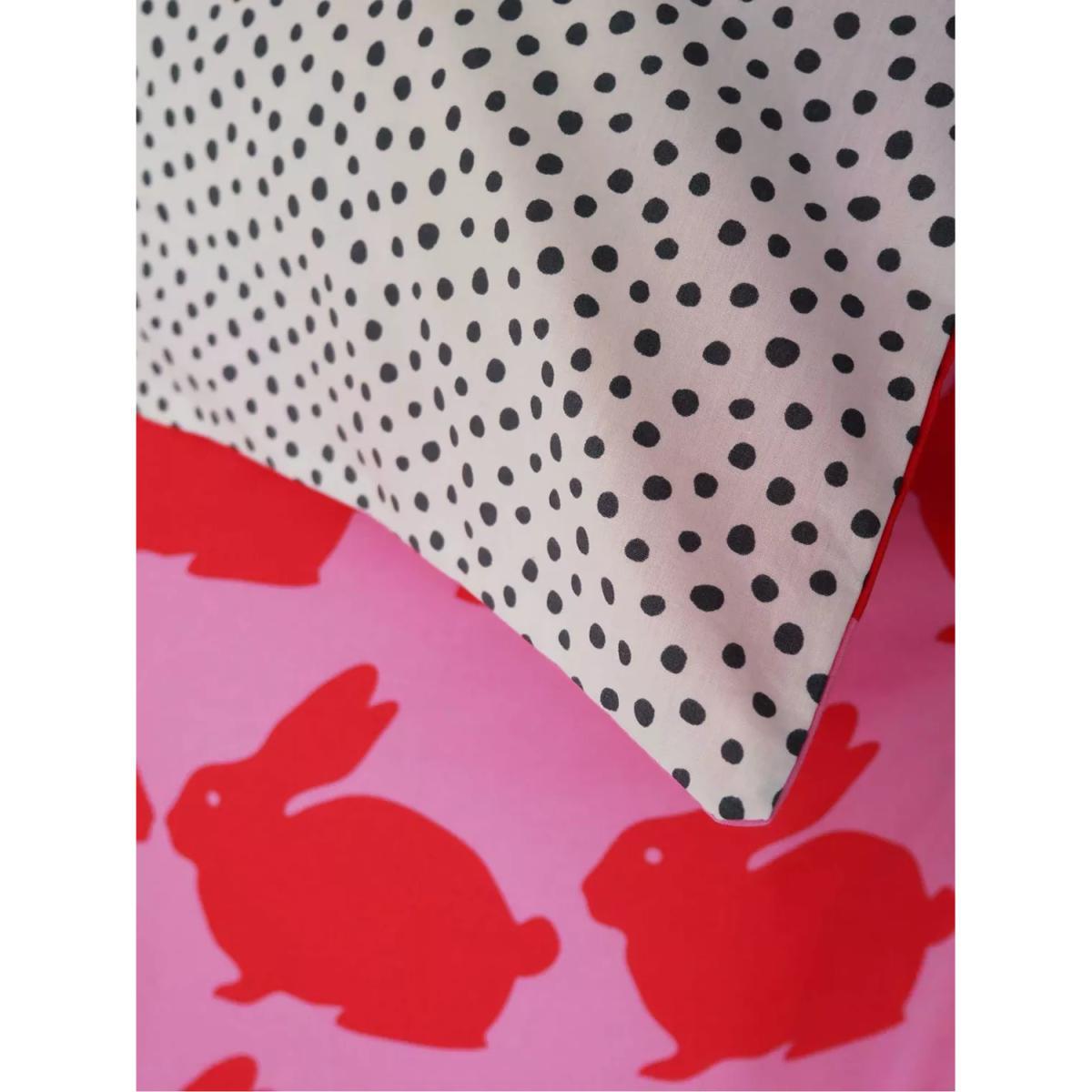 Anorak Organic Cotton Reversible Kissing Rabbits Duvet Cover and Pillowcase Set, Multi – image 2