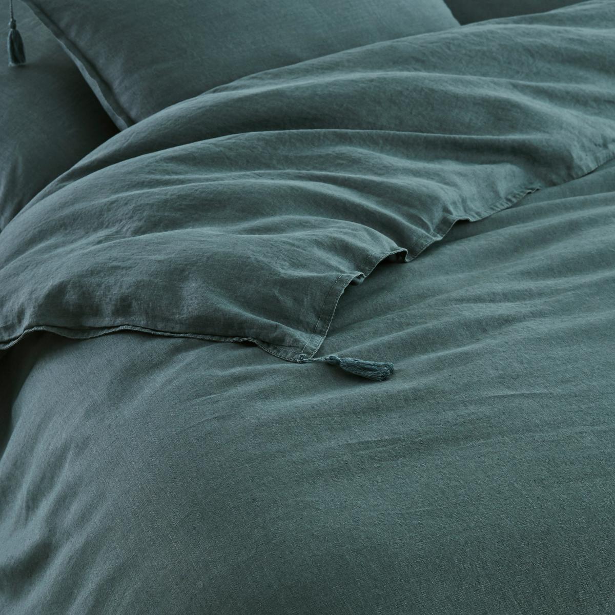 Carly Washed Linen Duvet Cover with Tassels – image 2