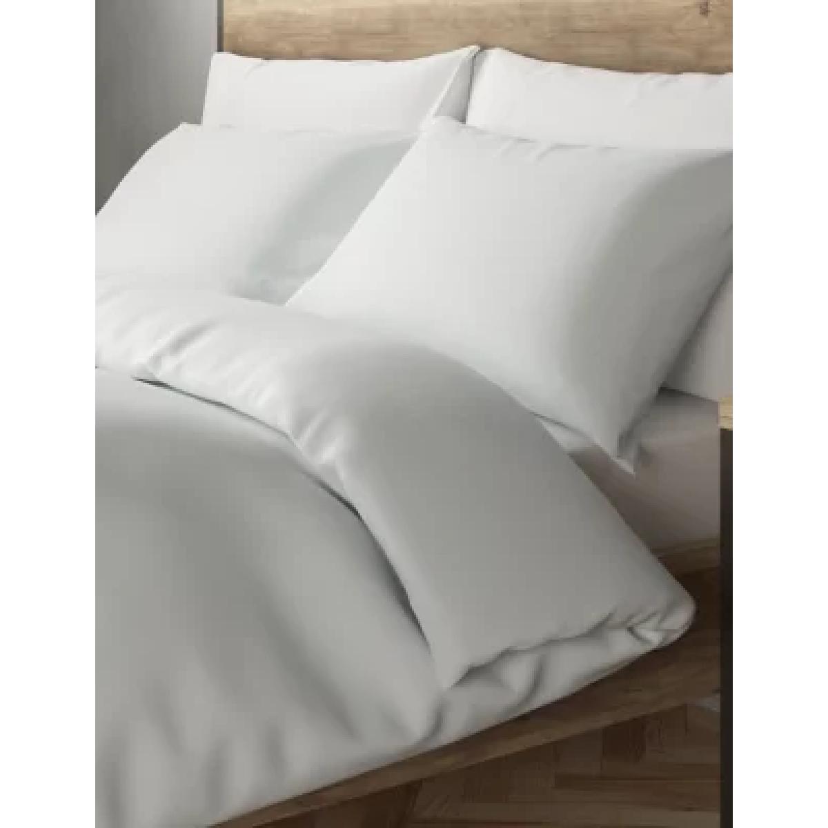 M&S Cotton Mix Non-Iron Duvet Cover - 5FT - White, White,Grey – image 1