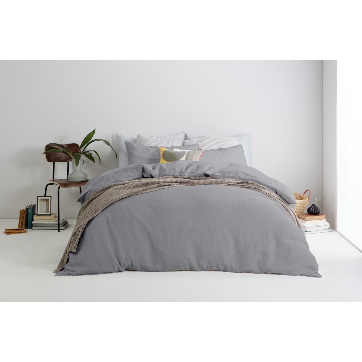 Brisa Linen Duvet Cover + 2 Pillowcases, Double, Steel – image 3