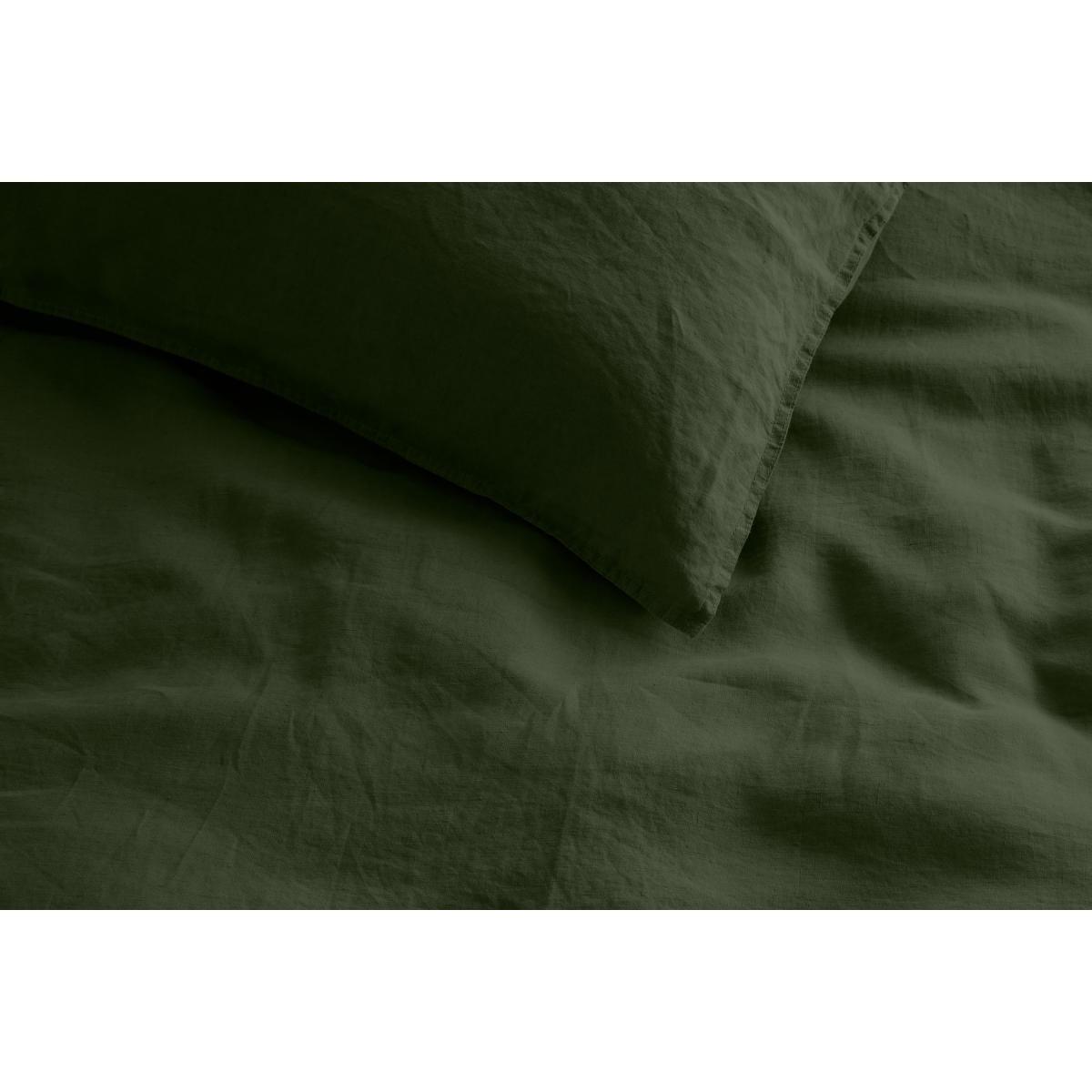 Brisa 100% Linen Duvet Cover + 2 Pillowcases Double, Moss Green – image 6