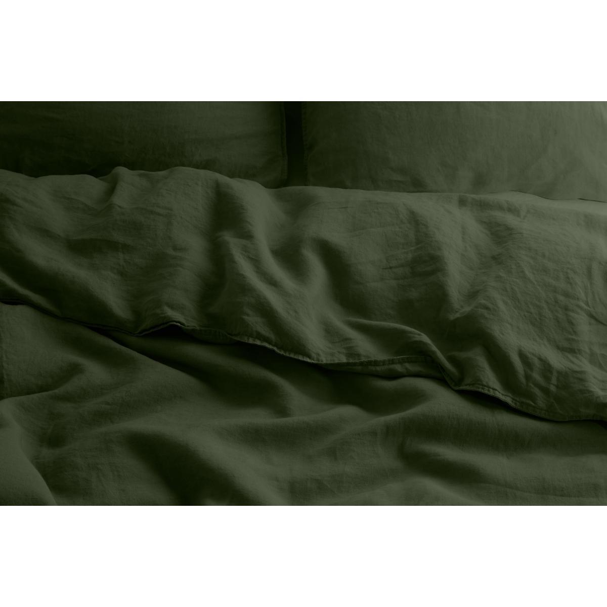 Brisa 100% Linen Duvet Cover + 2 Pillowcases Double, Moss Green – image 7
