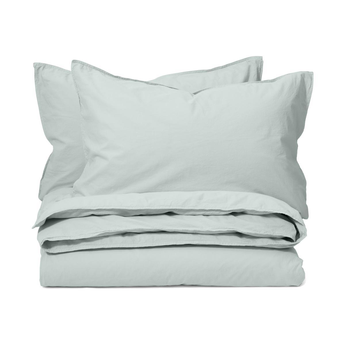 Alexia 100% Organic Stonewashed Cotton Duvet Cover + 2 Pillowcases, King, Celedon Blue – image 1