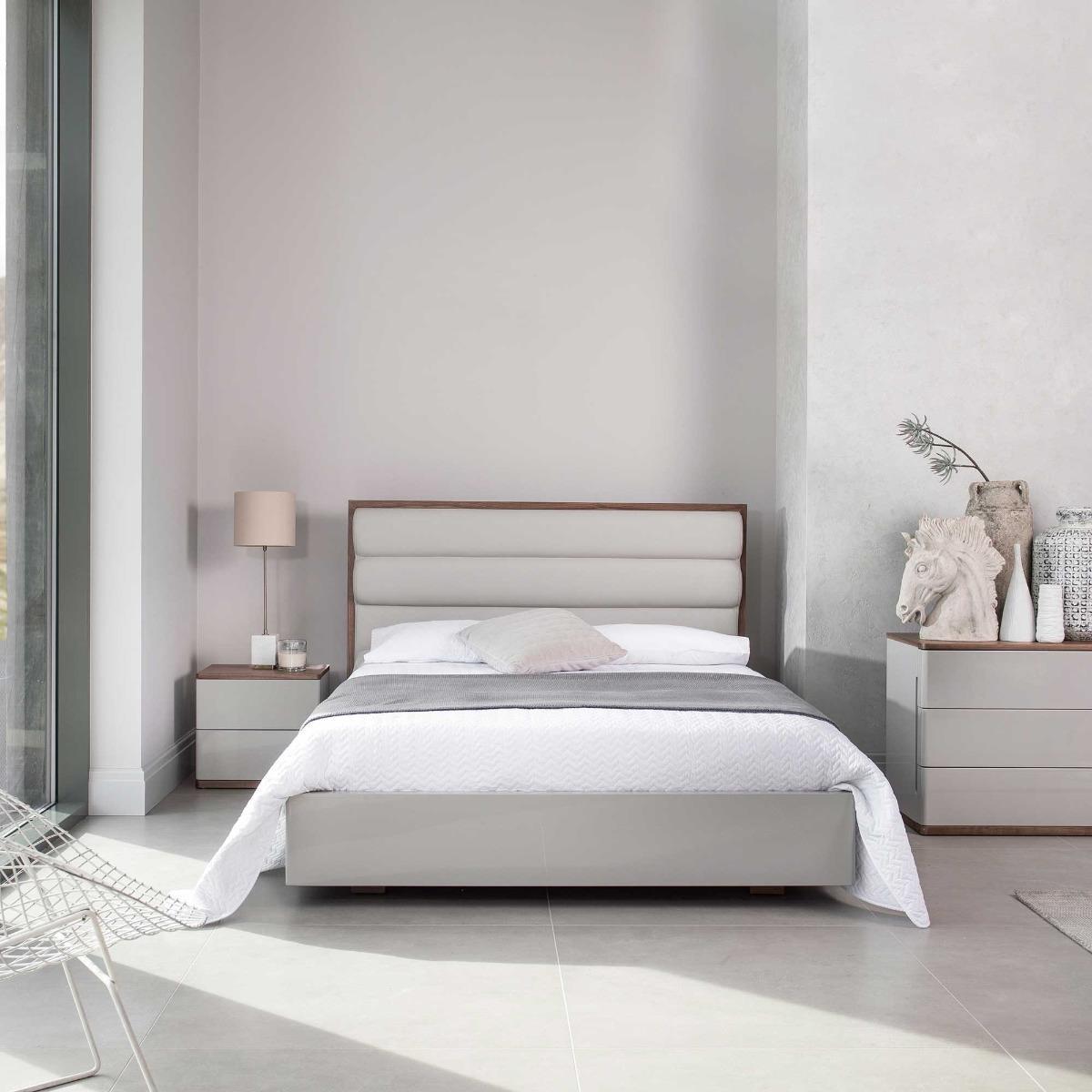 Vivika Bed Frame, Walnut and Grey Gloss – image 2