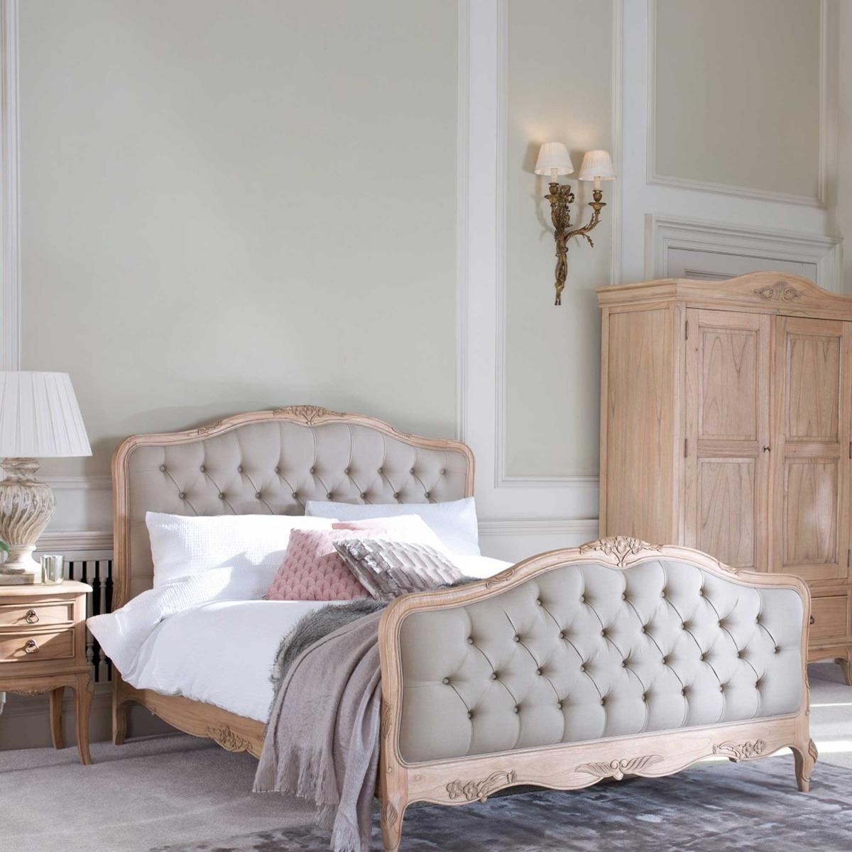 Lille Upholstered Bed Frame, Natural Mindi – image 2