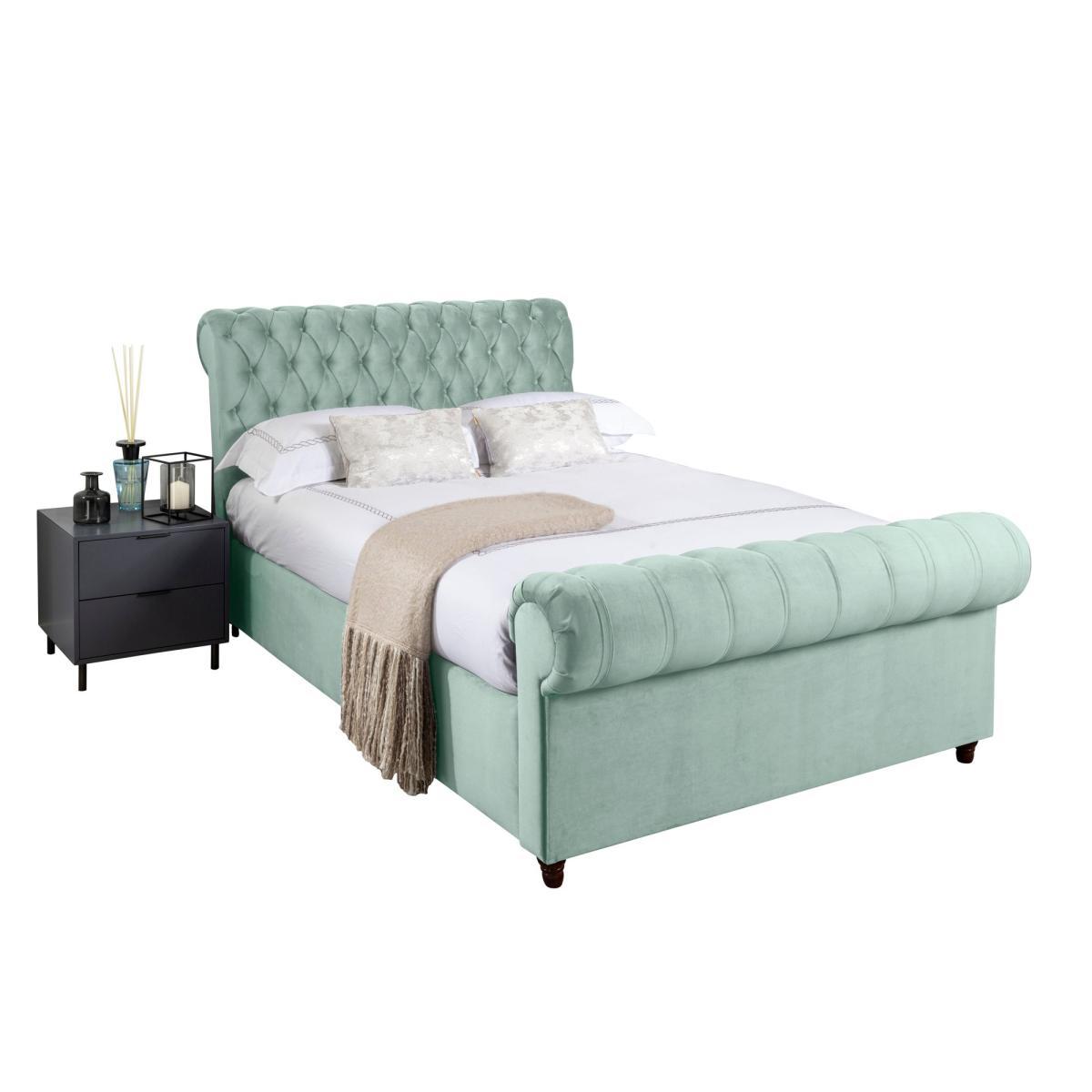Fabio Velvet Seafoam Bed Frame Green – image 2
