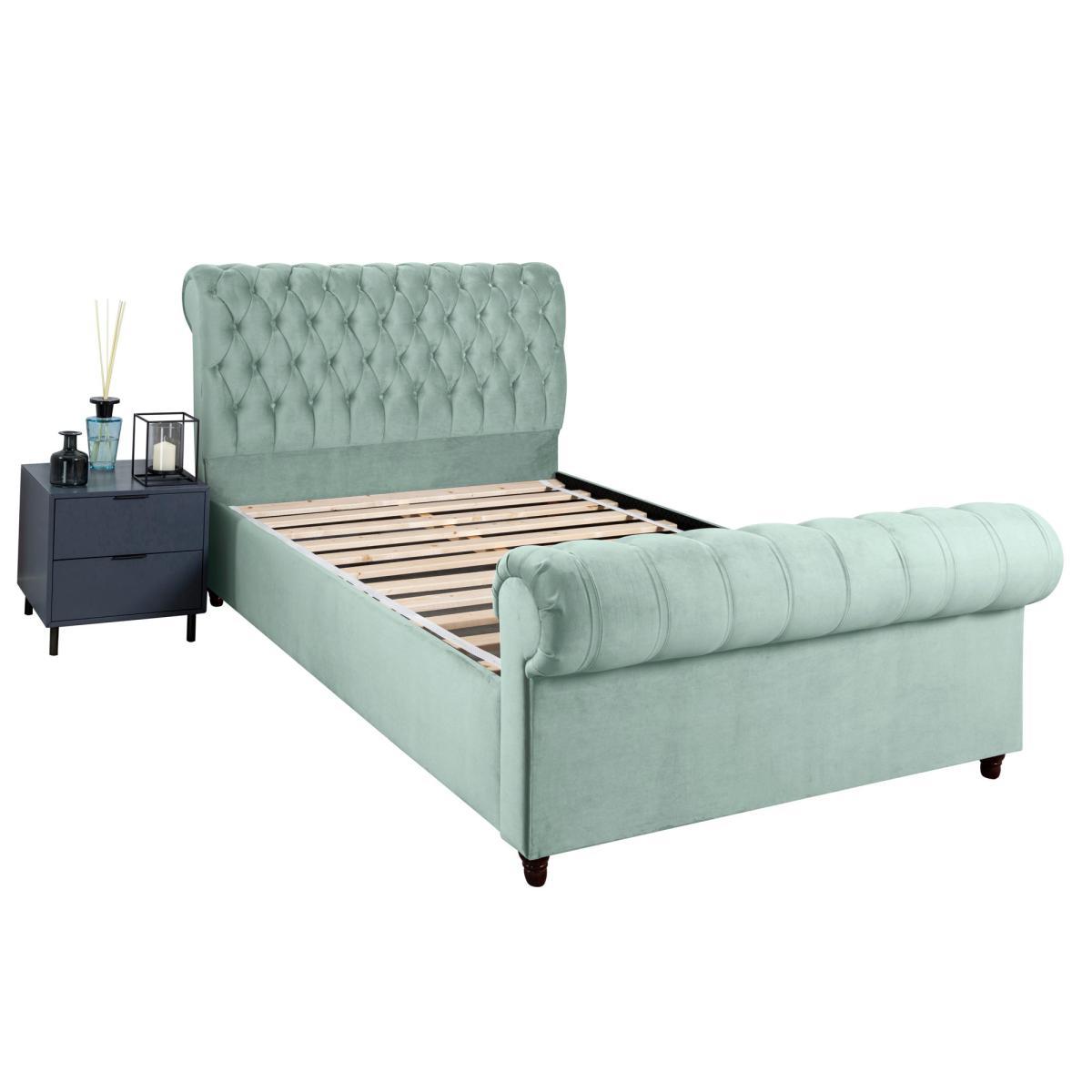 Fabio Velvet Seafoam Bed Frame Green – image 3