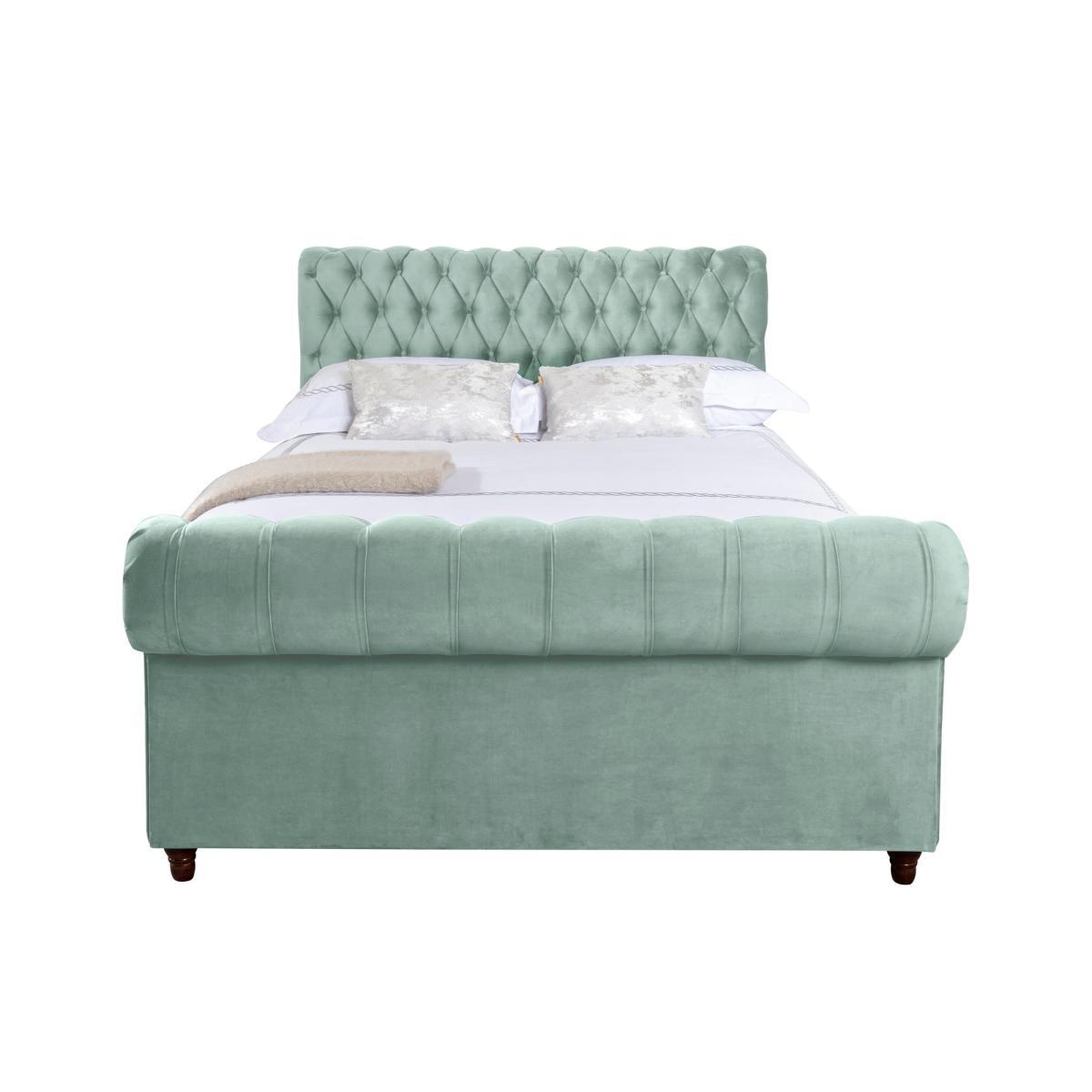 Fabio Velvet Seafoam Bed Frame Green – image 4