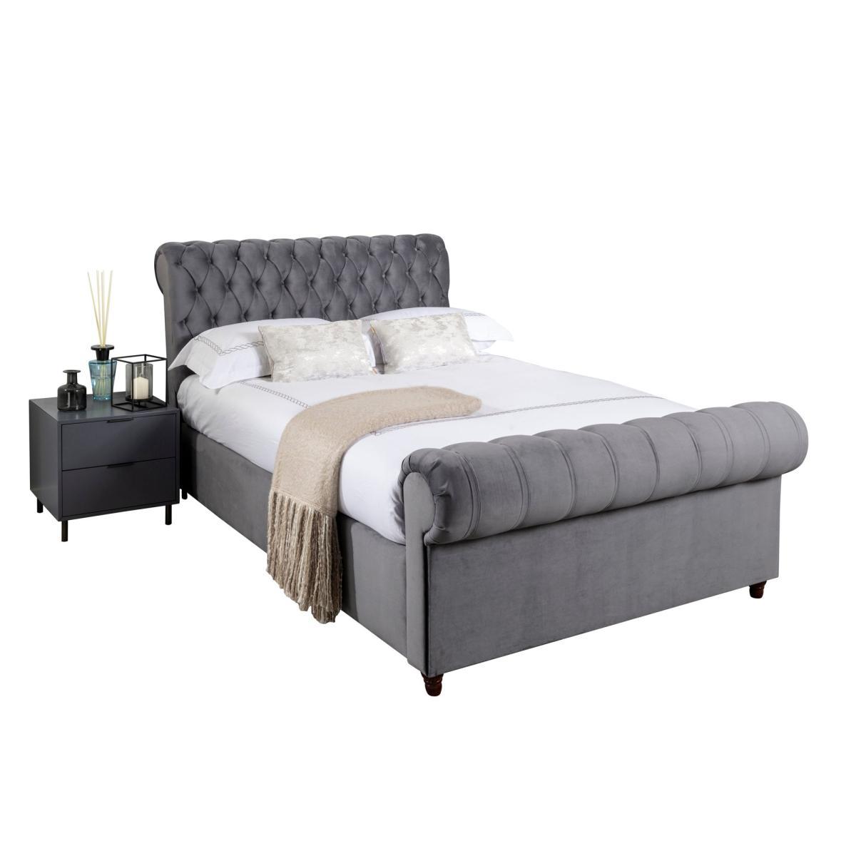 Fabio Velvet Charcoal Bed Frame Charcoal – image 2